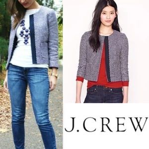 J. Crew Navy Metallic Tweed Cropped Blazer sz 2